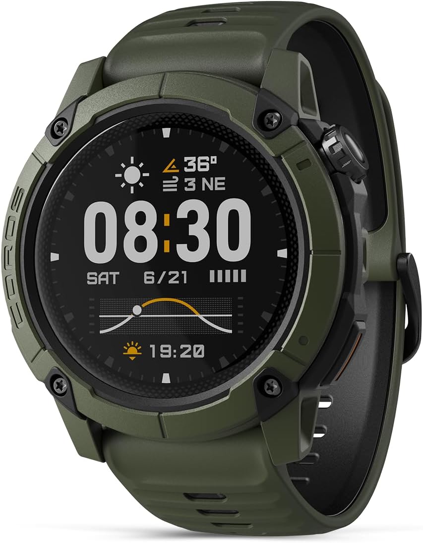 COROS NOMAD Outdoor GPS Smartwatch, 1.3' MIP Touchscreen, Global maps with turn-by-turn navigation, 22 days Battery Life, Microphone records voice notes, real-time weather, and safety alerts (Green)
