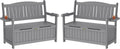 YEFU Outdoor Storage Bench for Patio: Heavy Duty Garden Bench Set of 2 with 96° High Backrest & Oversized Seating - HIPS Weatherproof Patio Bench with Storage for Porch Park Backyard, Grey