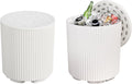 2 PCS Outdoor Cooler Side Table, Portable Ice Bucket Cooler, Patio Table and Ice Chest Storage, Outdoor Ice Chest Side for Parties Picnics Beach, White