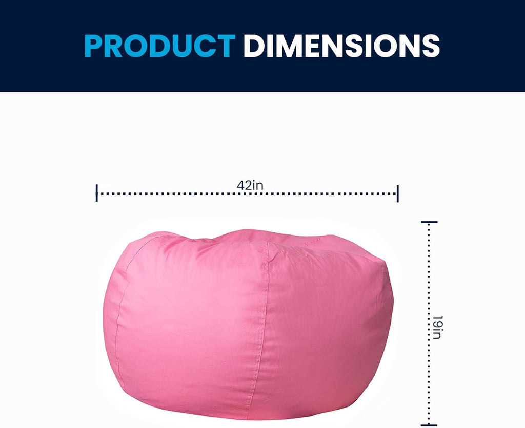 Flash Furniture Duncan Oversized Bean Bag Chair for Kids and Adults, Foam-Filled Beanbag Chair with Machine Washable Cover, Light Pink