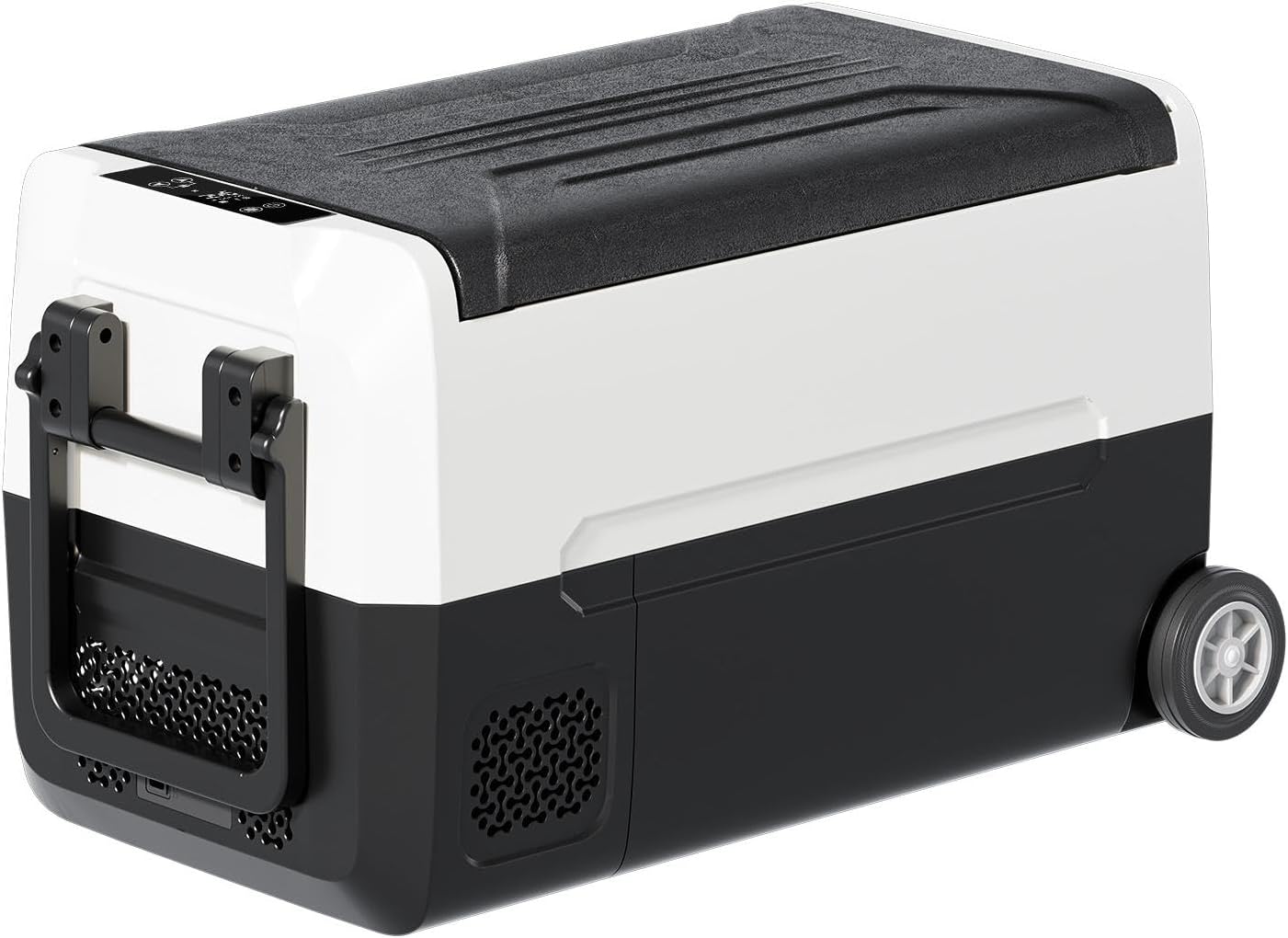 TABU 38QT Portable Car Refrigerator, 12V Dual Zone Freezer& Cooler with 12/24V DC&110/240V AC,-4℉~68℉,Car Fridge with Wheels,Low Noise, for Camping, Travel, RV (Black)