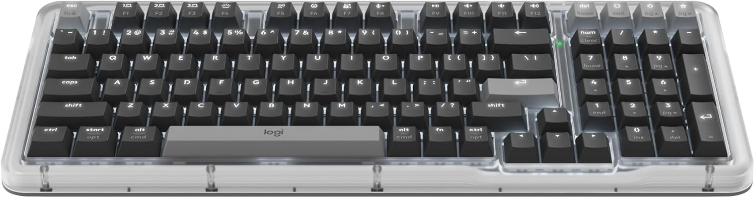 Logitech Alto Keys K98M Wireless Mechanical Clicky Keyboard, Customizable Keyboard with Vibration Absorbing Gasket, Backlit Keys, Bluetooth, USB-C Charging, for PC, Mac, Laptops - Graphite