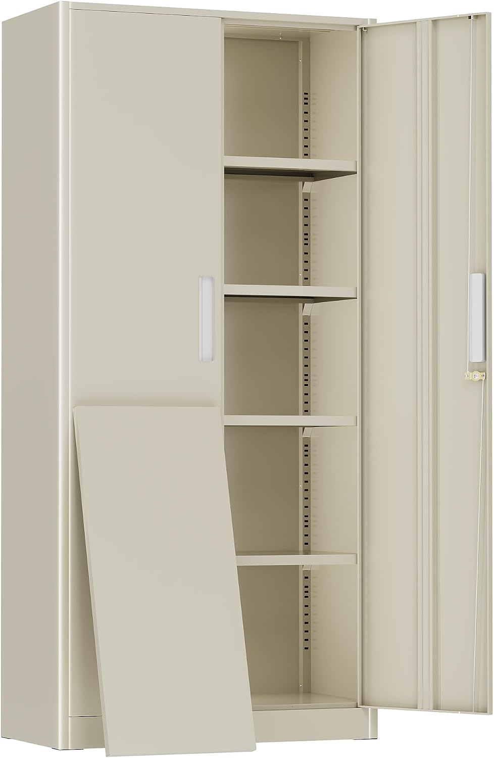 Greenvelly Metal Storage Cabinet, Gray Steel Garage Cabinet with Doors and Adjustable Shelves, Metal Cabinet with Lock,Garage Cabinets and Storage System for Garage,Home Office,School
