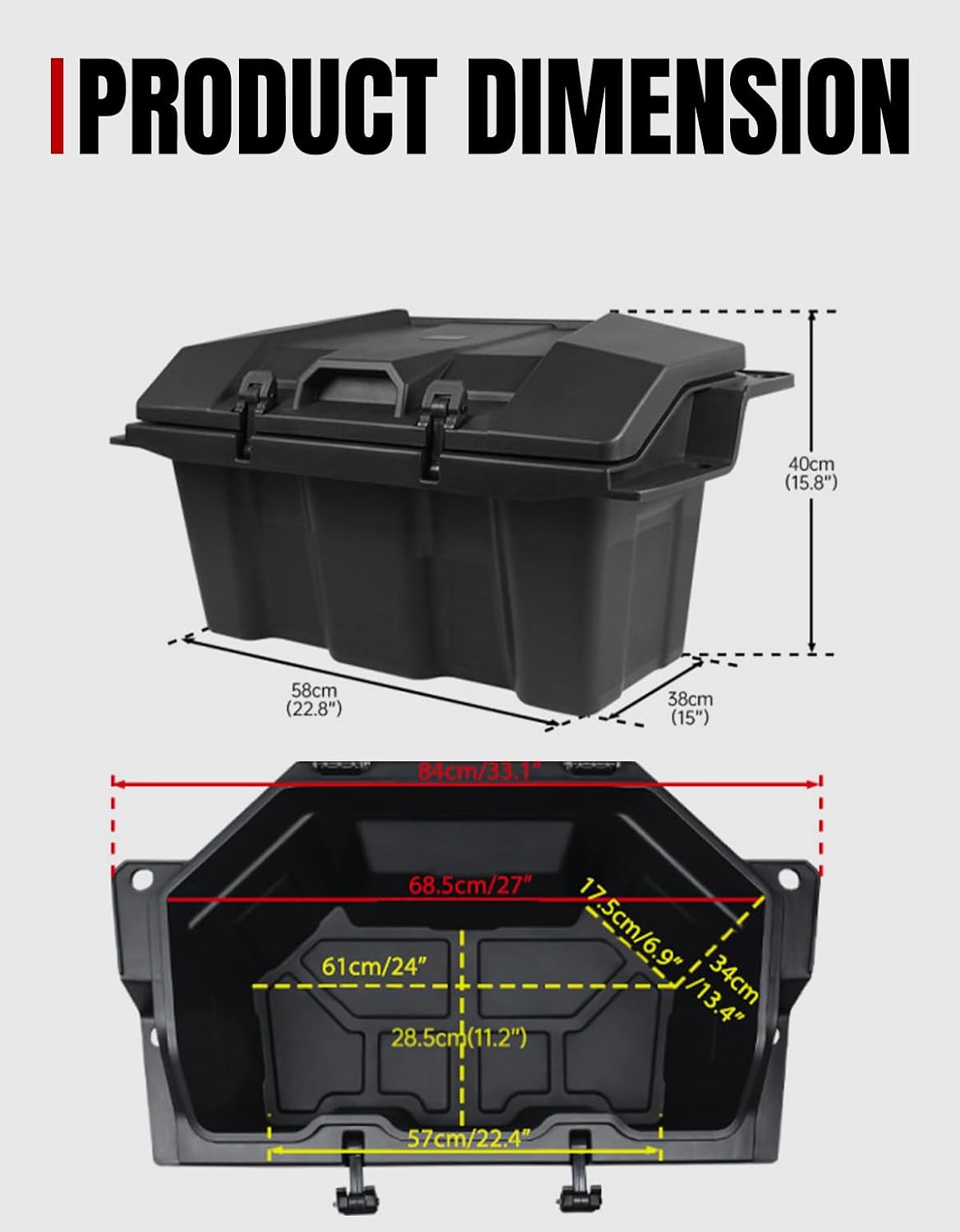 A & UTV PRO 73 QT Rear Cargo Box for 2020-2026 Polaris RZR PRO XP/PRO XP 4, 2022-2024 Turbo R Accessories, Forward Water Resistant Storage Bin, Replace OEM #2883751, NOT FIT RZR XP1000 Model