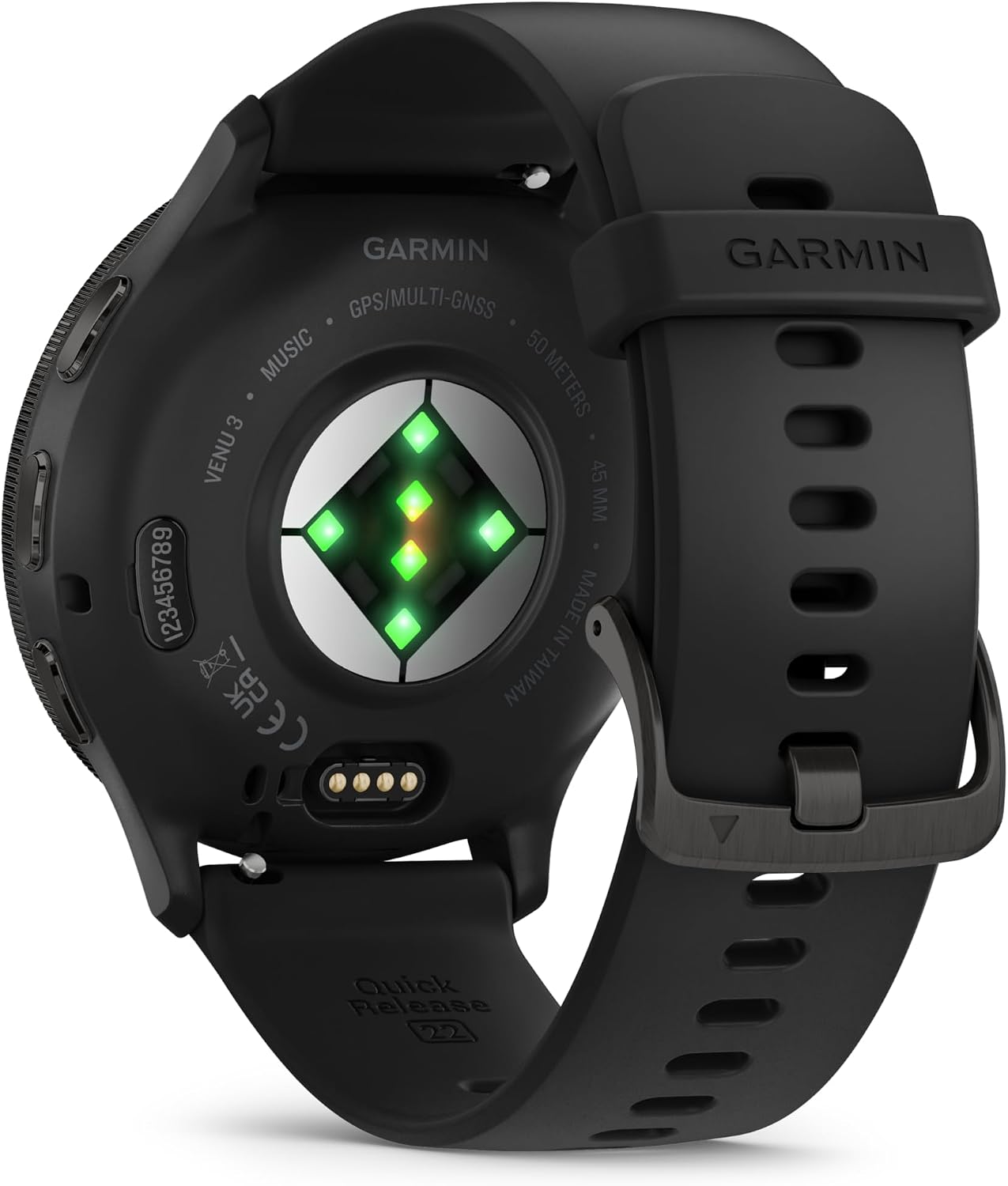 Garmin Venu 3 Advanced Fitness Health Tracker Smart Watch with Slate Stainless Steel Bezel and 45 MM Black Case and Silicone Band 1.4 Inch AMOLED Display Bundle
