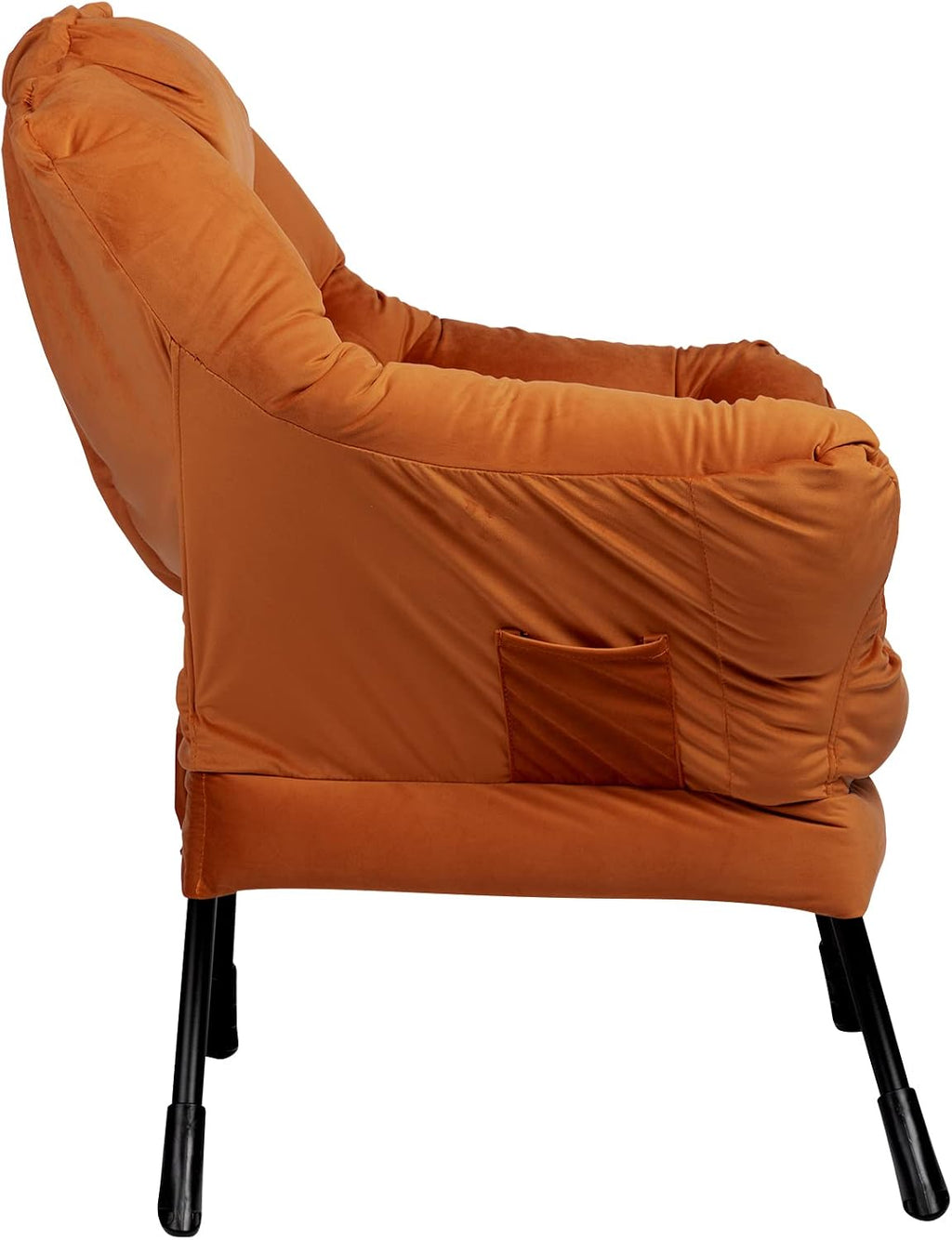HollyHOME Lazy Chair with Armrest and Side Pocket, Comfy Accent Lounge Chair,Leisure Sofa Armchair for Living Room, Bedroom, Dorm, or Small Spaces, Oversized Reading Sofa Chair,Velvet Reddish Brown