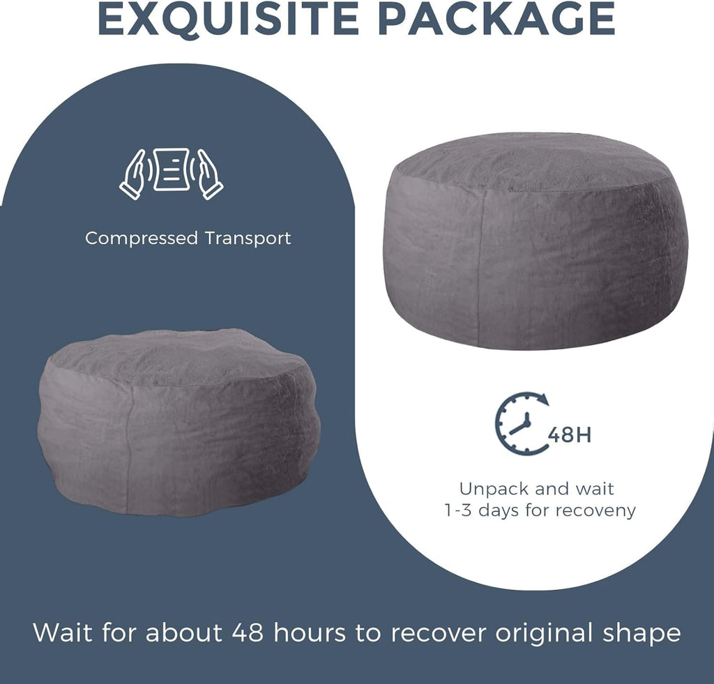 MAXYOYO Bean Bag Chair for Adults, Large 5 ft Bean Bag Chair with Foam Filling, Ultra Soft Fur Lazy Sofa for Living Room Bedroom, Machine Washable Cover