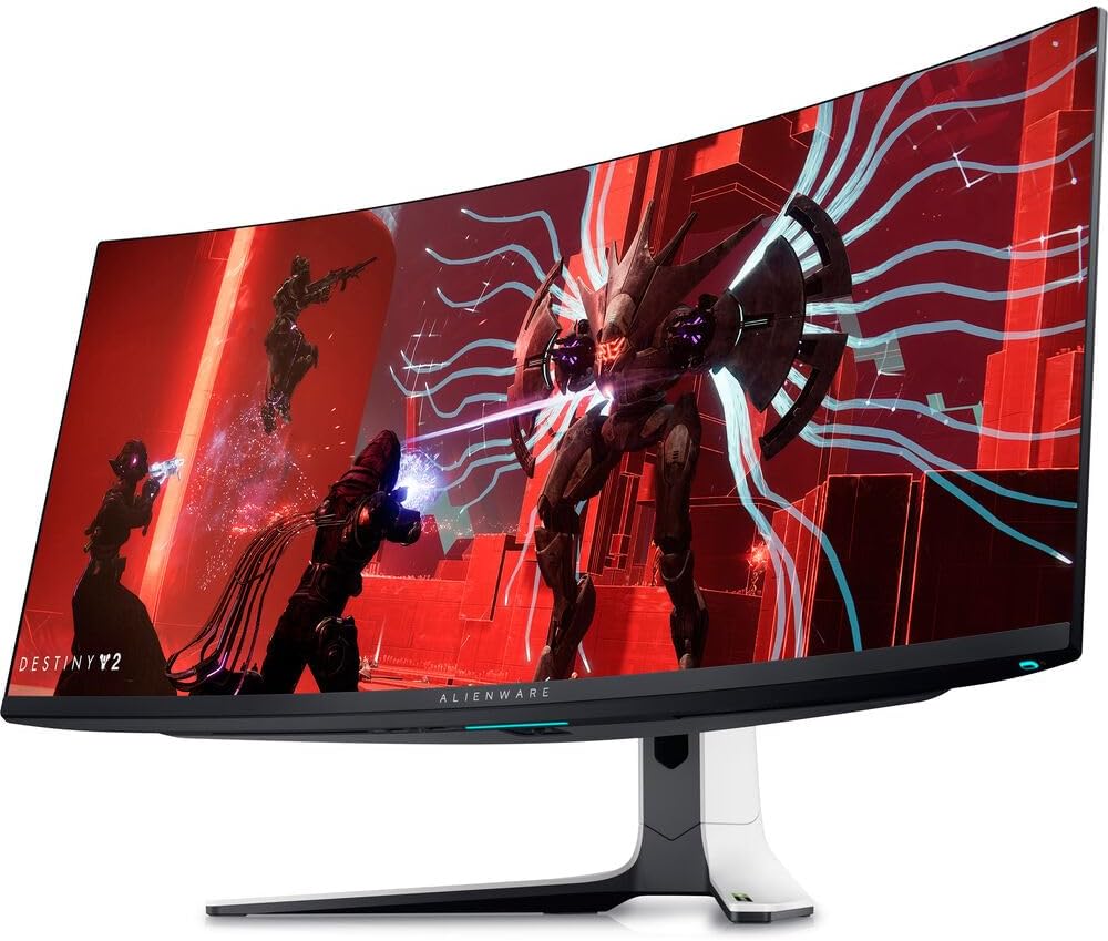 Dell Alienware AW3423DW 34.2″ QD-OLED 1440p HDR 175Hz Curved Gaming Monitor (Lunar Light) | G-SYNC Ultimate UltraWide Display + DisplayPort Cable + Headphone Extender + HDMI Cable + Cleaning Kit