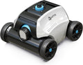 (2025 Upgrade) Robotic Pool Vacuum for Above Ground Pool - 6600mAh for 130mins Runtime & 50W Powerful Suction, Self-Parking Pool Cleaner with 180μm Filter Tray Up to 1300 Sq. Ft (White ‌& Cyan)