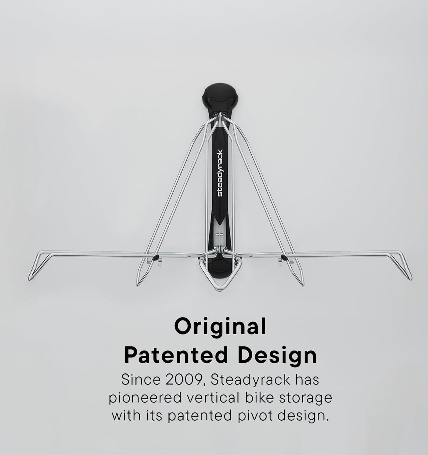 Steadyrack Bike Rack – Pivoting Mountain Bike Rack, Holds Up to 77 lbs, Fits 24'-29' Wheels, 2.1'-2.8' Tires, Foldable Wall Mount for Space-Saving Bicycle Storage - 2 Pack