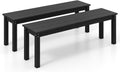 Tangkula HDPE Outdoor Bench, 2-3 Person Patio Bench, 55' Backless Garden Dining Bench with Slatted Seat, Weatherproof Park Bench for Entryway, Porch, Lawn & Backyard (Black,2)