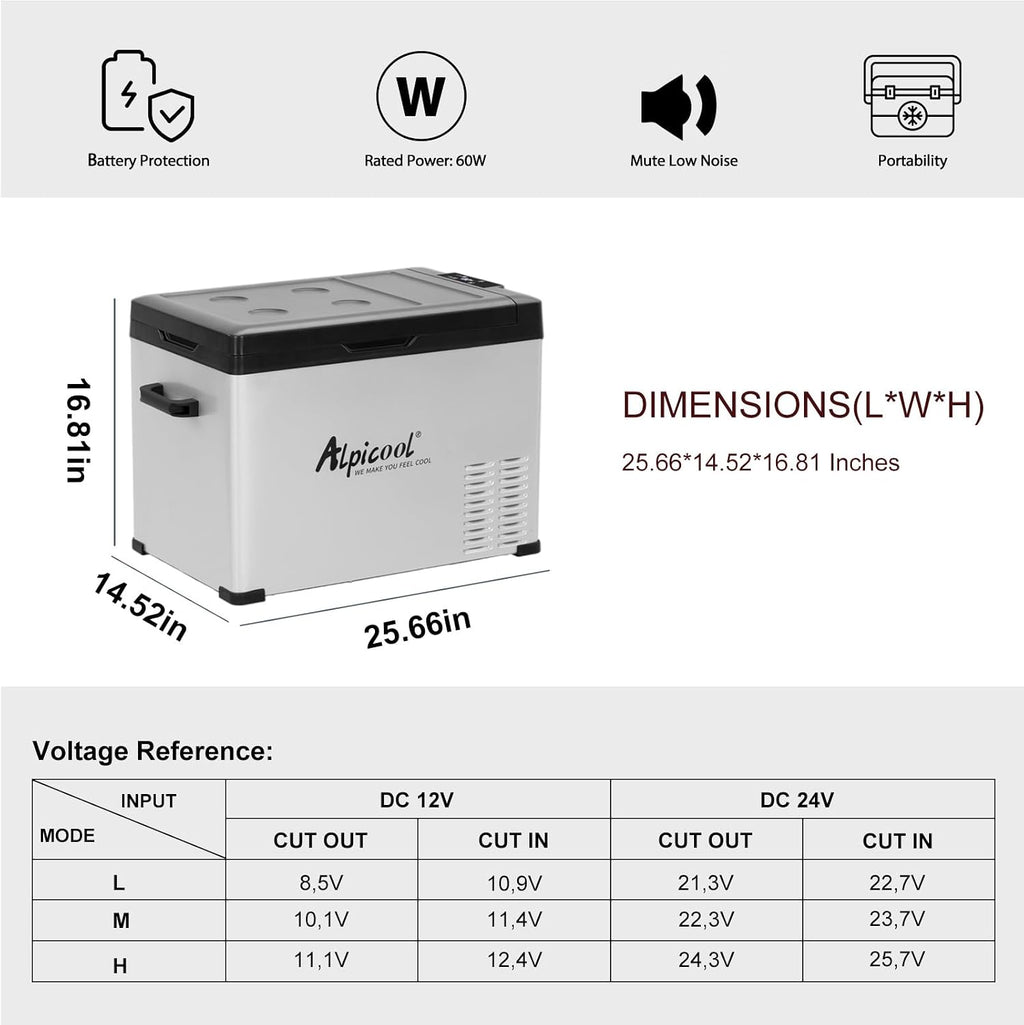 Alpicool C40 Portable Car Freezer, 12 Volt Refrigerator, 38 Quart(35.7 Liter) Fast Cooling 12V Car Fridge, Car Cooler for RV, Truck, Camping, Outdoor -12/24V DC and 100-240V AC
