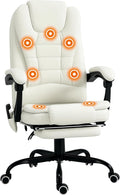 Vinsetto 7-Point Vibrating Massage Office Chair, High Back Computer Chair with Lumbar Support, Footrest, Reclining Back, Adjustable Height, White