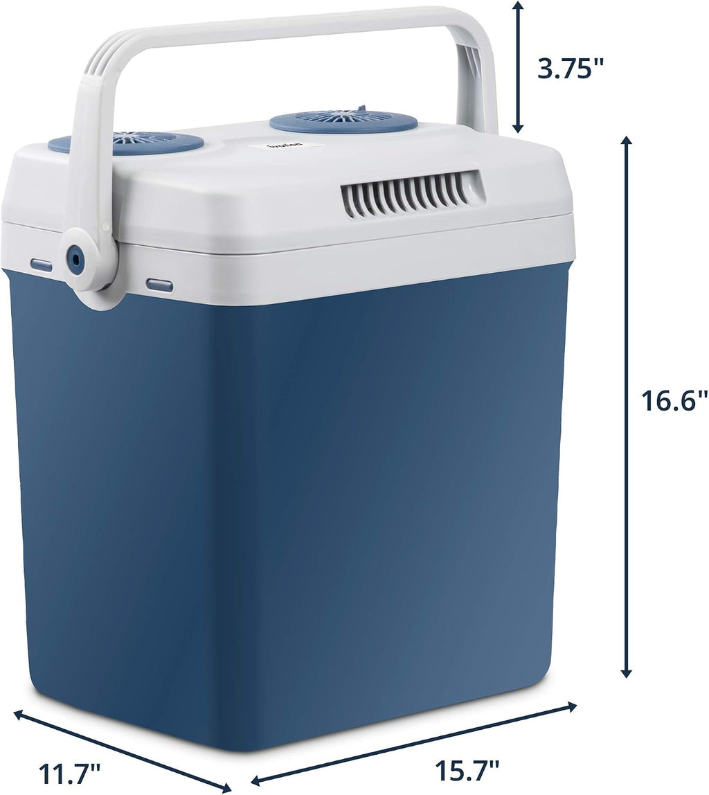 Ivation Electric Cooler & Warmer with Handle |27 Quart (25 L) Portable Thermoelectric Fridge For vehicles & Trucks| 110V AC Home Power Cord & 12V Car Adapter for Camping, Travel & Picnics