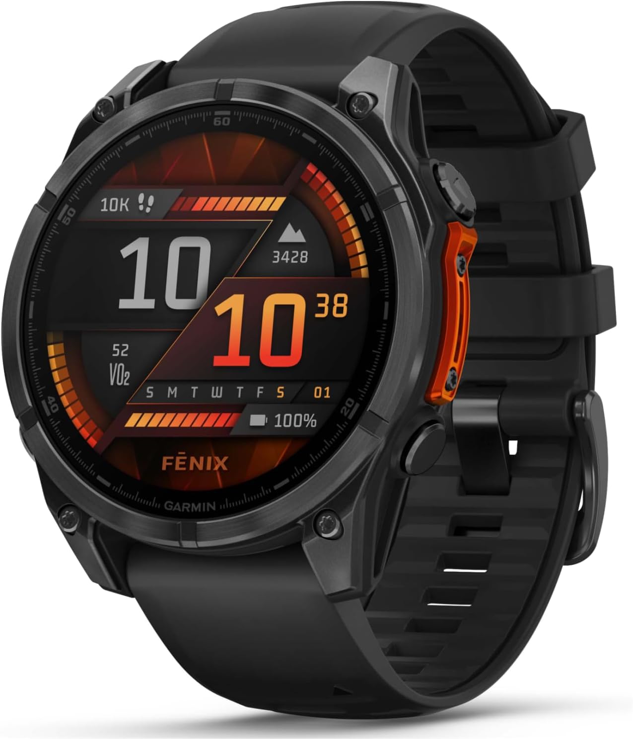 Garmin Fenix 8 – 47 mm, AMOLED Multisport GPS Smartwatch, Slate Gray with Black Silicone Band, Built-in LED Flashlight Black Earbuds Bundle