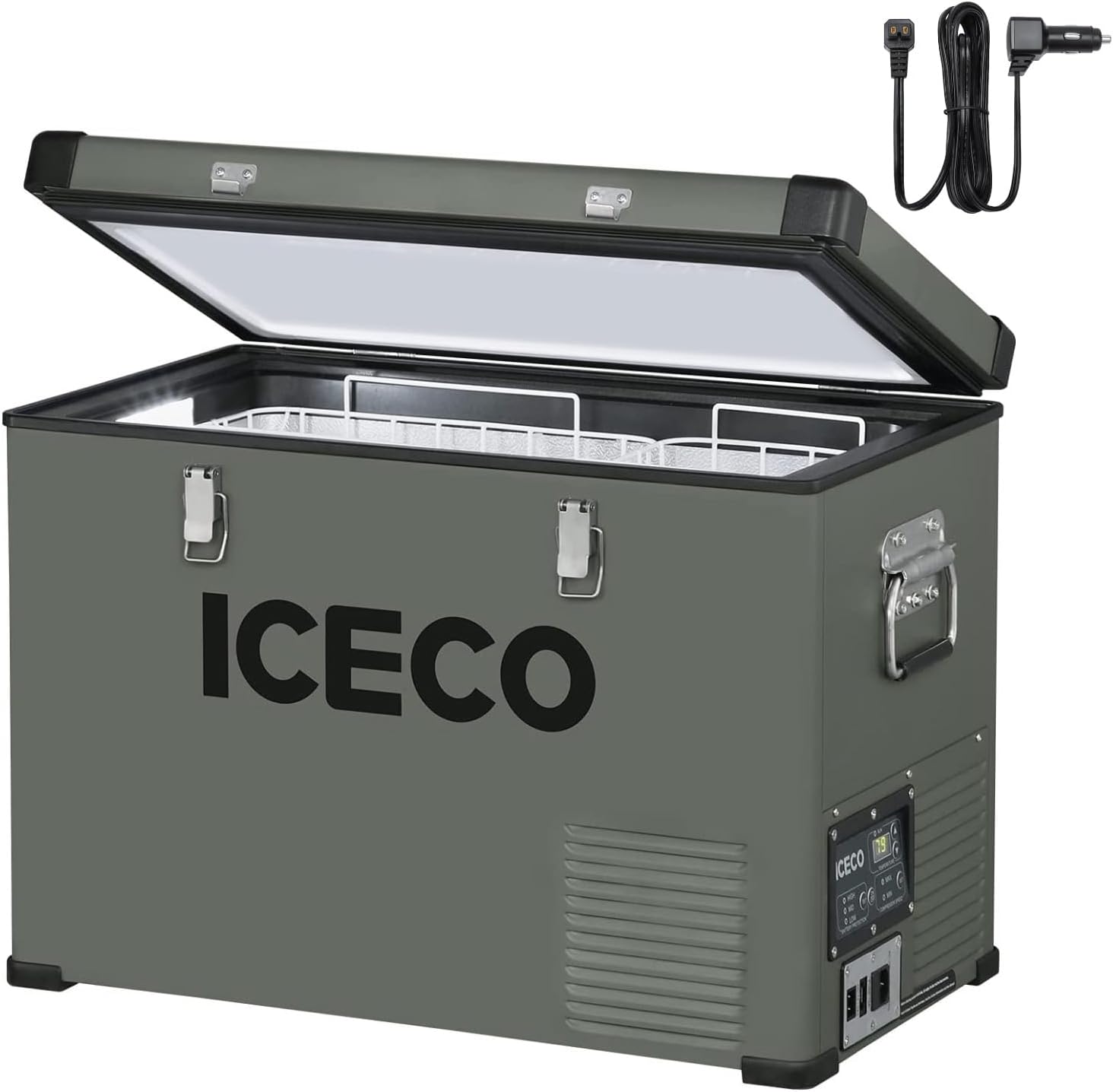 ICECO VL45 12V Refrigerator, 47Qt Platinum Compact Refrigerator Powered by SECOP, 0°-50°F 12v Fridge, 12/24VDC 110-240VAC, Car refrigerator, Electric Cooler For Outdoor&Camping| with L-Shape DC Cord