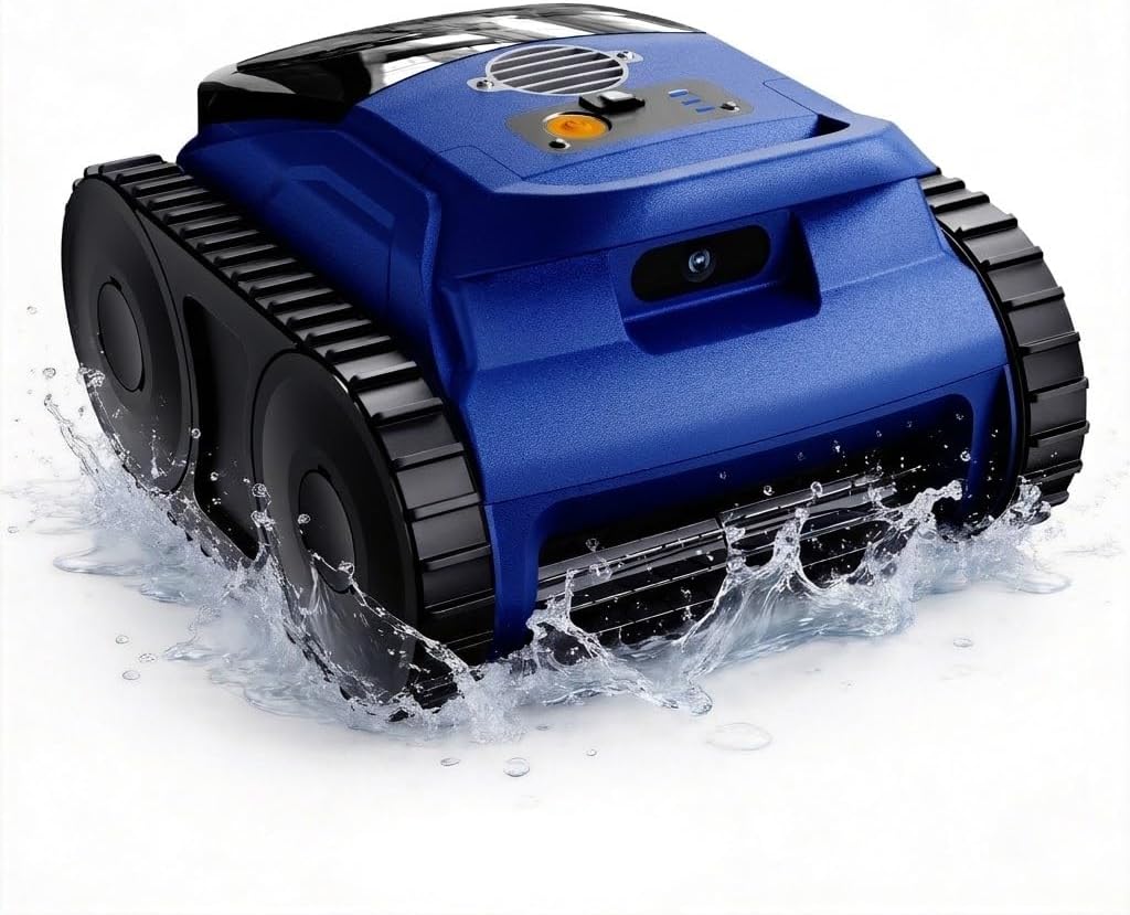 Lodoba-SAT20 Pro Cordless Robotic Pool Vacuum Cleaner with Sonar Navigation & Track Drive, Wall and Waterline Climbing, 150-Min Runtime, for Inground & Above-Ground Pools up to 2150 Sq. Ft.