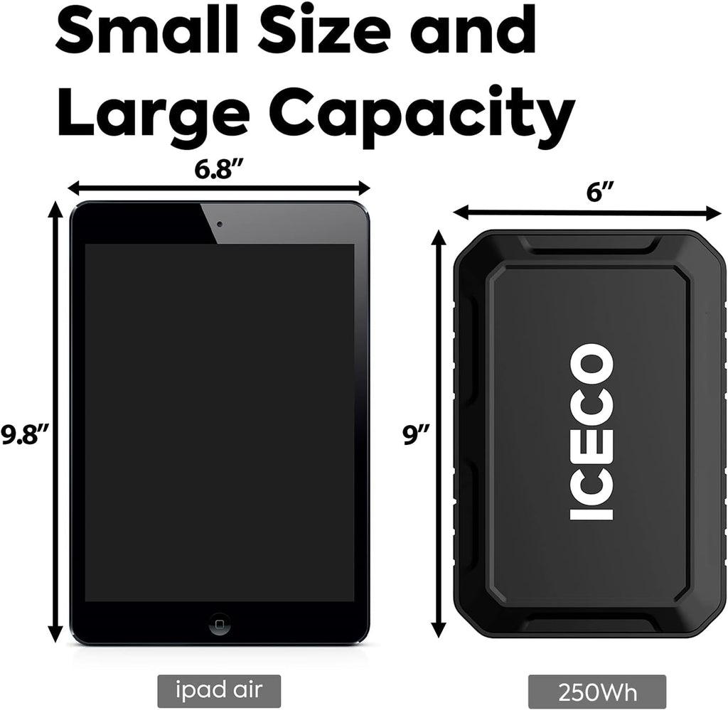 ICECO VL45 Portable Refrigerator with Battery, 47Qt/45L 12 Volt Refrigerator with SECOP, 0°-50°F 12v Fridge Freezer, 12/24VDC 110-240VAC, Electric Cooler for Car, RV, Camping| With 250Wh Battery