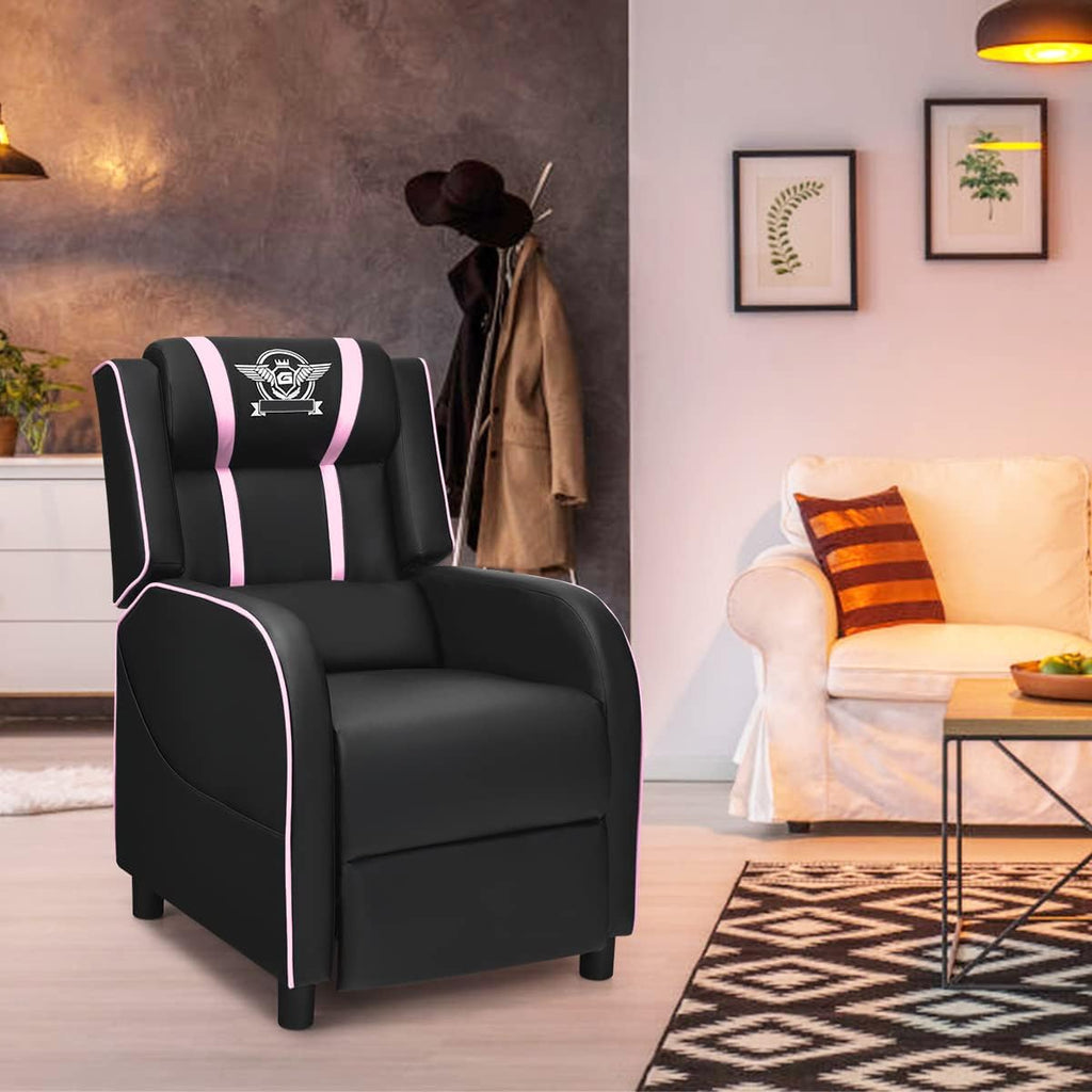 GORELAX Modern Massage Gaming Recliner Chair, PU Leather Home Theater Recliner Chairs w/Footrest and Massage, Racing Style Sofa Chair for Living Bedroom Gaming Room