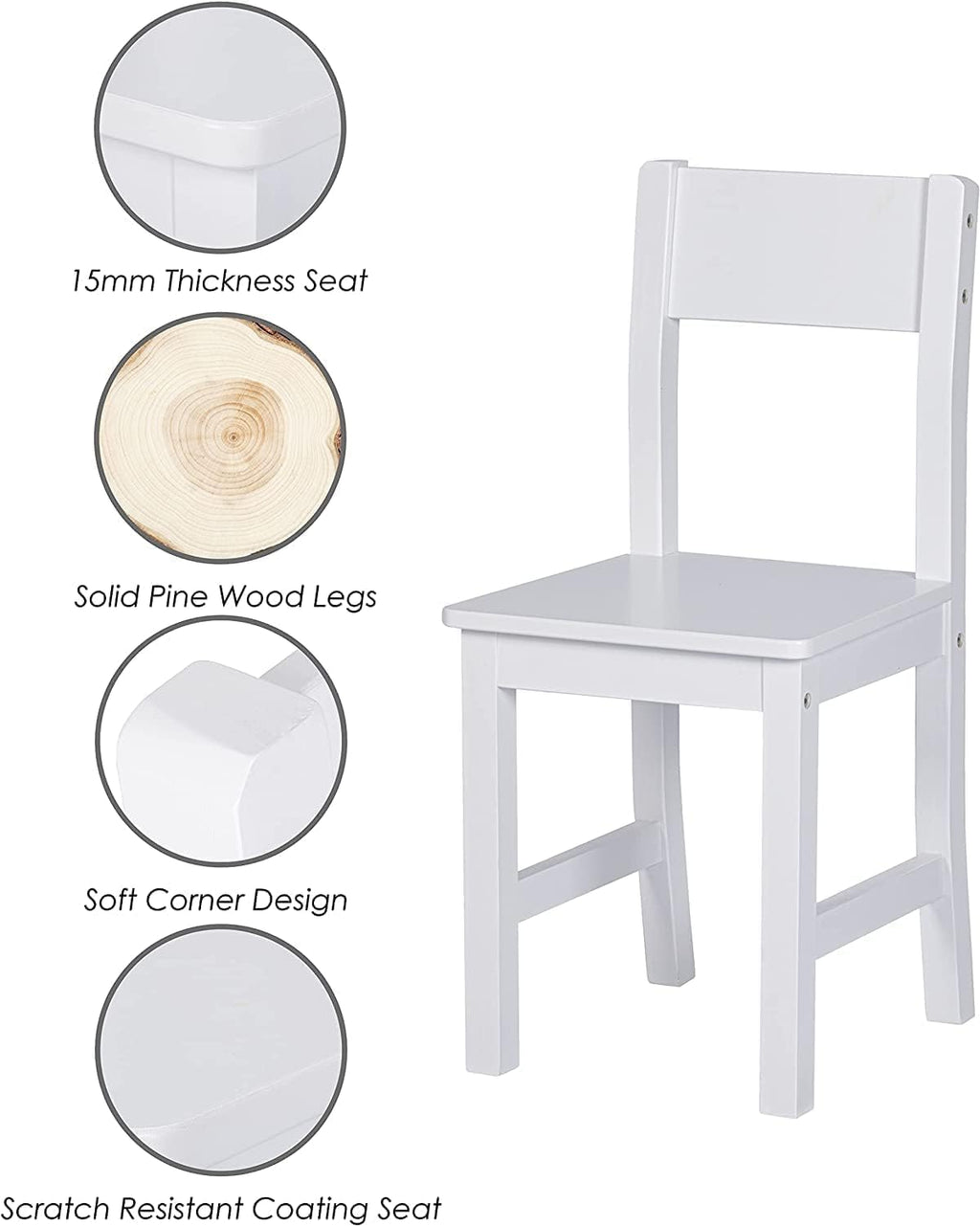 HYGRAD BUILT TO SURVIVE Wooden Study Desk Chair Set for Kids, Writing Desk with Storage Cabinet – Computer and Gaming Workstation Table with Drawers for Bedroom, Study Room, Homeschool (White/Square)
