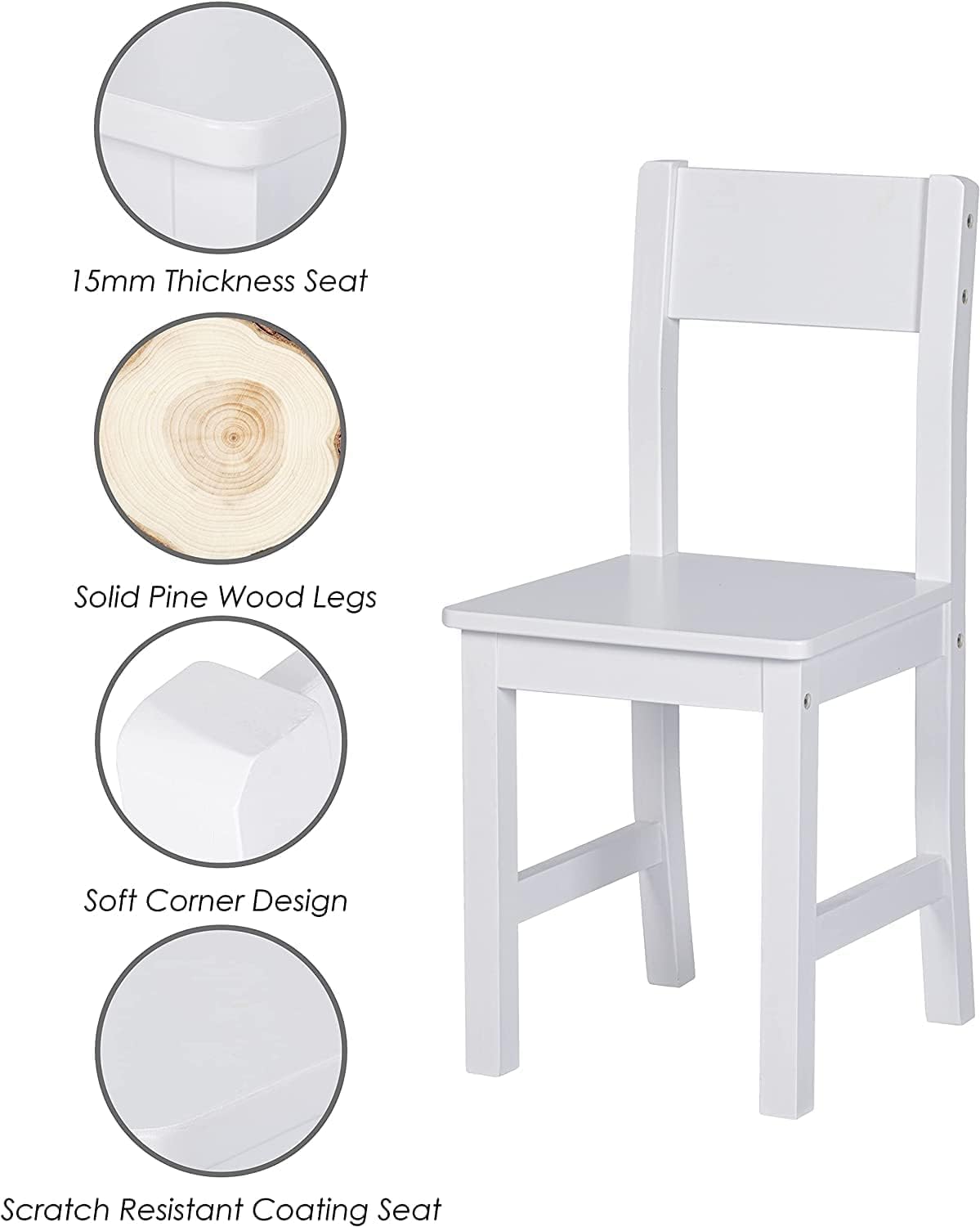 HYGRAD BUILT TO SURVIVE Wooden Study Desk Chair Set for Kids, Writing Desk with Storage Cabinet – Computer and Gaming Workstation Table with Drawers for Bedroom, Study Room, Homeschool (White/Square)