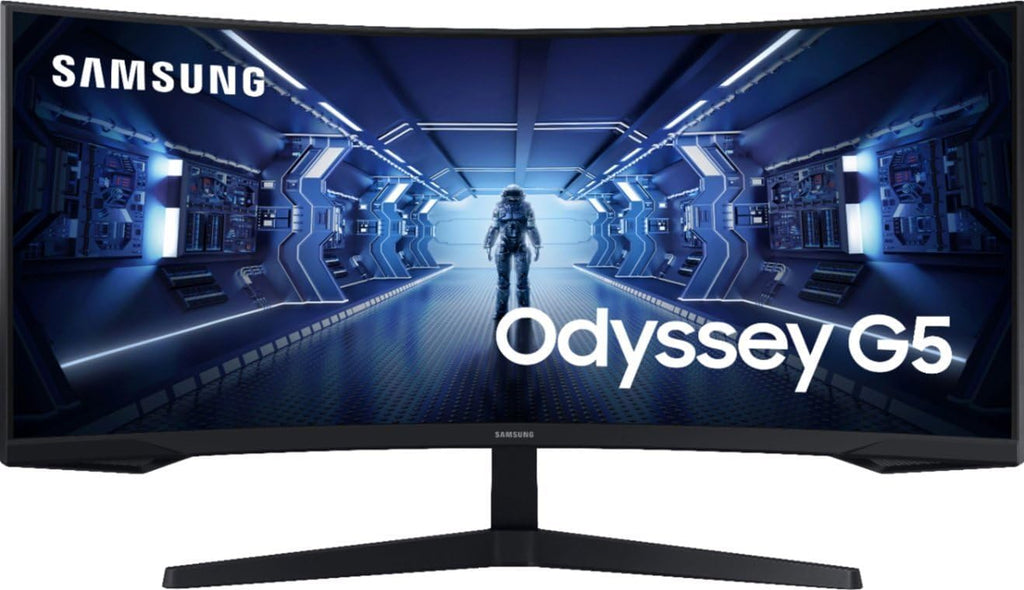 SAMSUNG 34' Odyssey G5 Series Ultra-Wide WQHD Gaming Monitor, 1000R Curved, 165Hz, 1ms Response Time, FreeSync Premium, Black, with MTC HDMI Cable