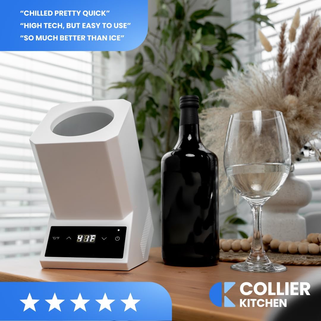 Electric Wine Chiller | Single Bottle Portable Wine Cooler with LED Touch Display & Adjustable Temperature | Sleek Iceless Wine Chilling for Modern Kitchens