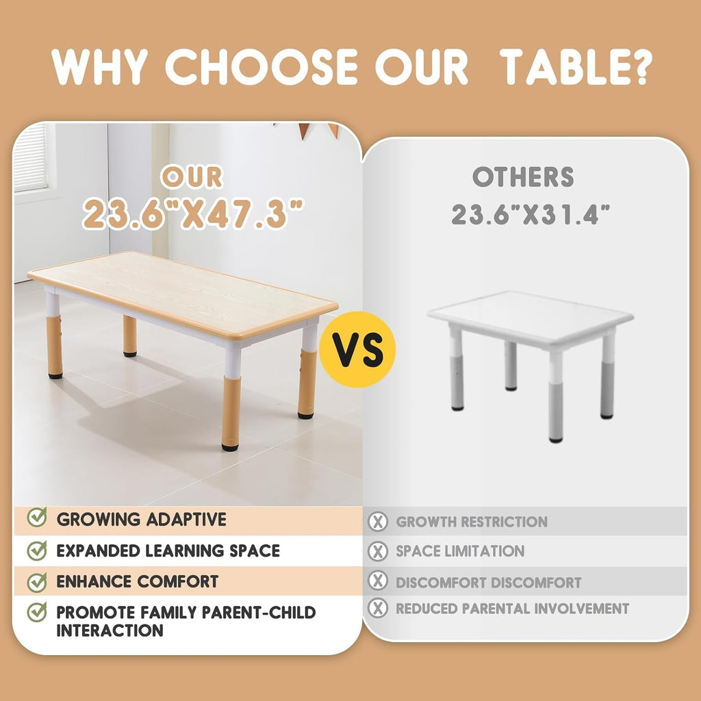 Kids Table and Chair Set for Toddlers - Adjustable Activity Center with Non-Slip Legs & Graffiti-Proof Surface Ages 3-12