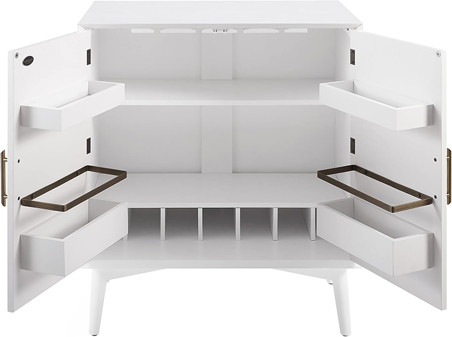 Crosley Furniture Landon Bar Cabinet with Storage Shelves and Wine Rack, White