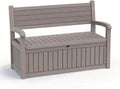 EasyUp 80 Gallon Wood Grain Style Outdoor Storage Bench, Waterproof and Lockable Deck Box Outdoor Storage Furniture for Patio,Garden,and Porch – Perfect for Storing Garden Tools and Cushions(Gray)