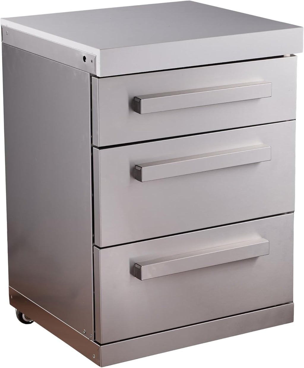 Mont Alpi Premium 25'W Extra Storage Soft-Closing 3-Drawer Slides Stainless Steel Cabinet Module for Original & Deluxe Series MAi805 & MAi400 Outdoor Kitchen Island Grills + White Granite Countertops