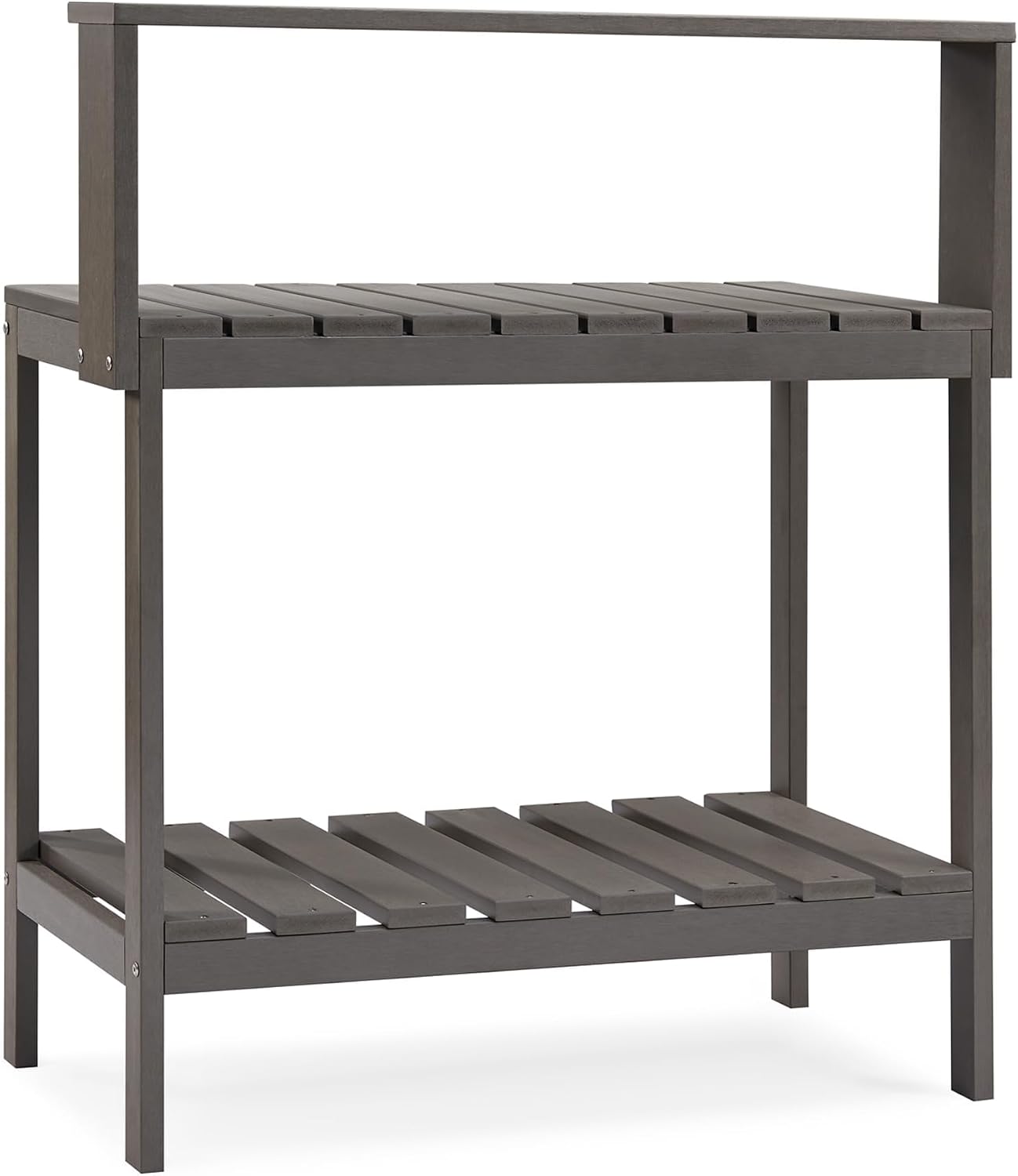 Psilvam Outdoor Potting Bench Table, HDPS Potting Bench with Storage, Outdoor Potting Table for Porch, No Rust, No Fade, Rot-Resistant (Grey)