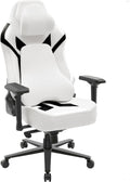 Ergonomic Gaming Chair, Wyrdforging Computer Desk Chairs, 4D Armrests, High Back Office Chair With Headrest & Lumbar Pillow, Tilt Rocker Recliner, Heavy-Duty Base, White PU Leather & Black Suede Combo