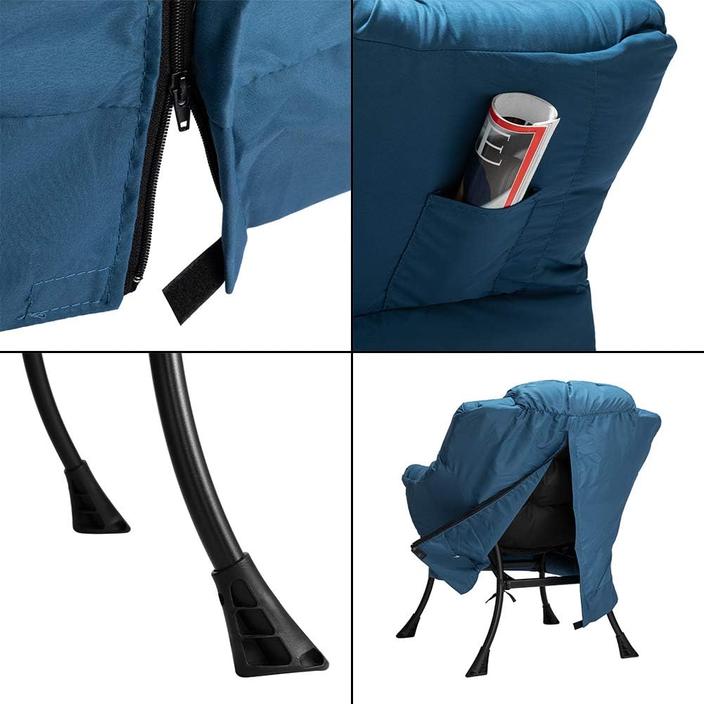 HollyHOME Lazy Chair with Armrest and Side Pocket, Comfy Accent Lounge Chair,Leisure Sofa Armchair for Living Room, Bedroom, Dorm, or Small Spaces, Oversized Reading Sofa Chair,Navy Blue