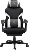 Ergonomic Mesh Video Gaming Chair with Footrest, Height Adjustable Computer Chair with Lumbar Support, High-Back Breathable Reclining Swivel Chair for Adults Home Office & Work (White)
