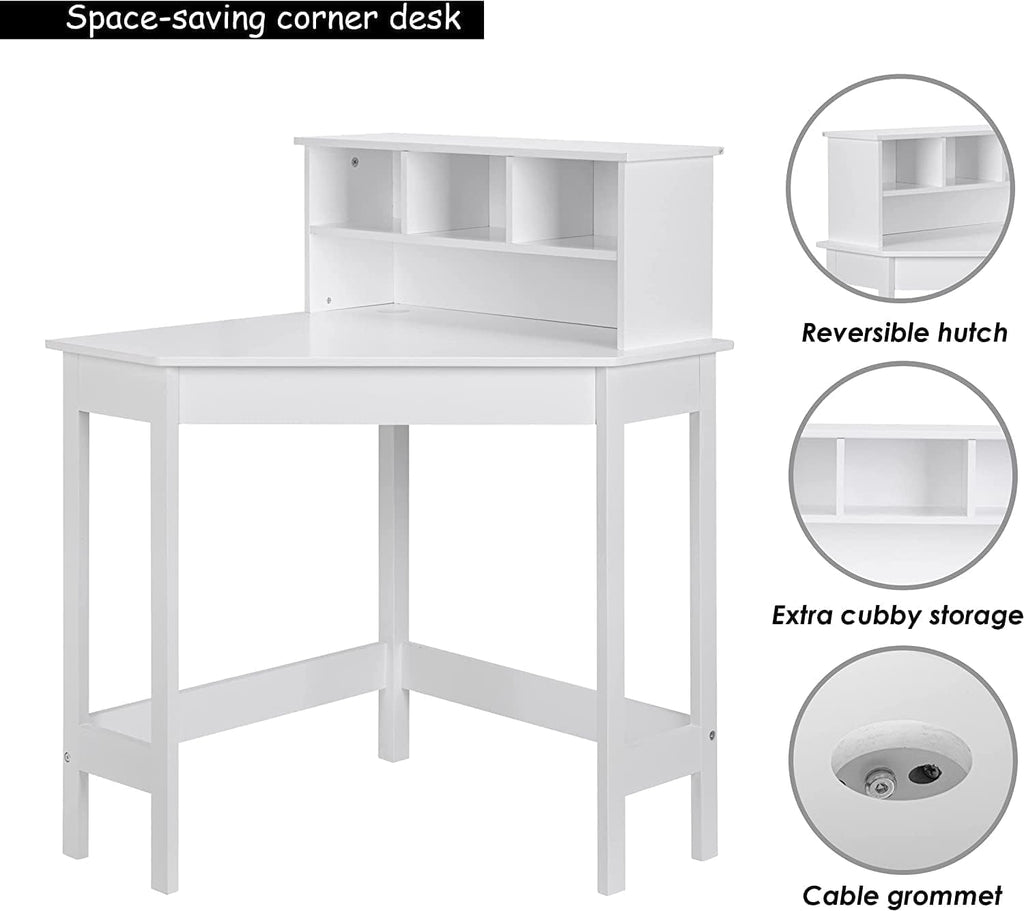 HYGRAD BUILT TO SURVIVE Wooden Study Desk Chair Set for Kids, Writing Desk with Storage Cabinet – Computer and Gaming Workstation Table with Drawers for Bedroom, Study Room, Homeschool (White/Square)