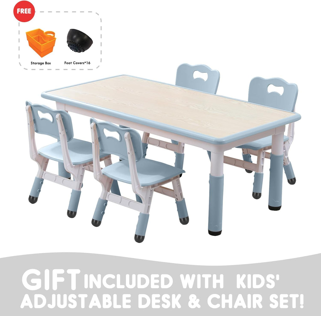 Kids Table and Chair Set for Toddlers - Adjustable Activity Center with Non-Slip Legs & Graffiti-Proof Surface Ages 3-12