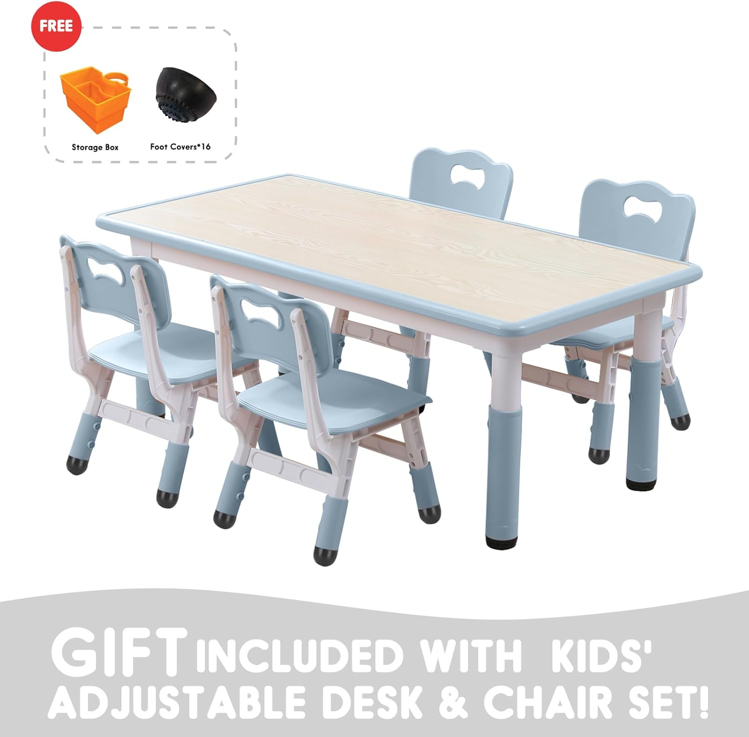 Kids Table and Chair Set for Toddlers - Adjustable Activity Center with Non-Slip Legs & Graffiti-Proof Surface Ages 3-12