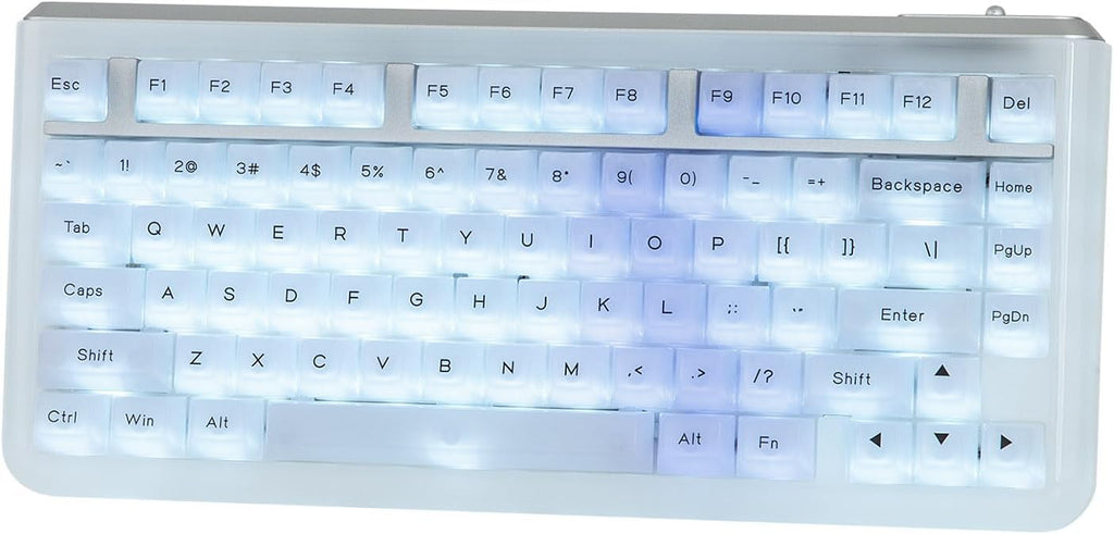 KiiBoom Jade75 75% Resin Molding Mechanical Keyboard, BT5.0/USB-C/2.4GHz Wireless Gaming Keyboard, QMK&VIA Programmable, RGB Backlits, Hot-Swappable, CNC+UV Case for Windows/Mac/Linux (Clear)