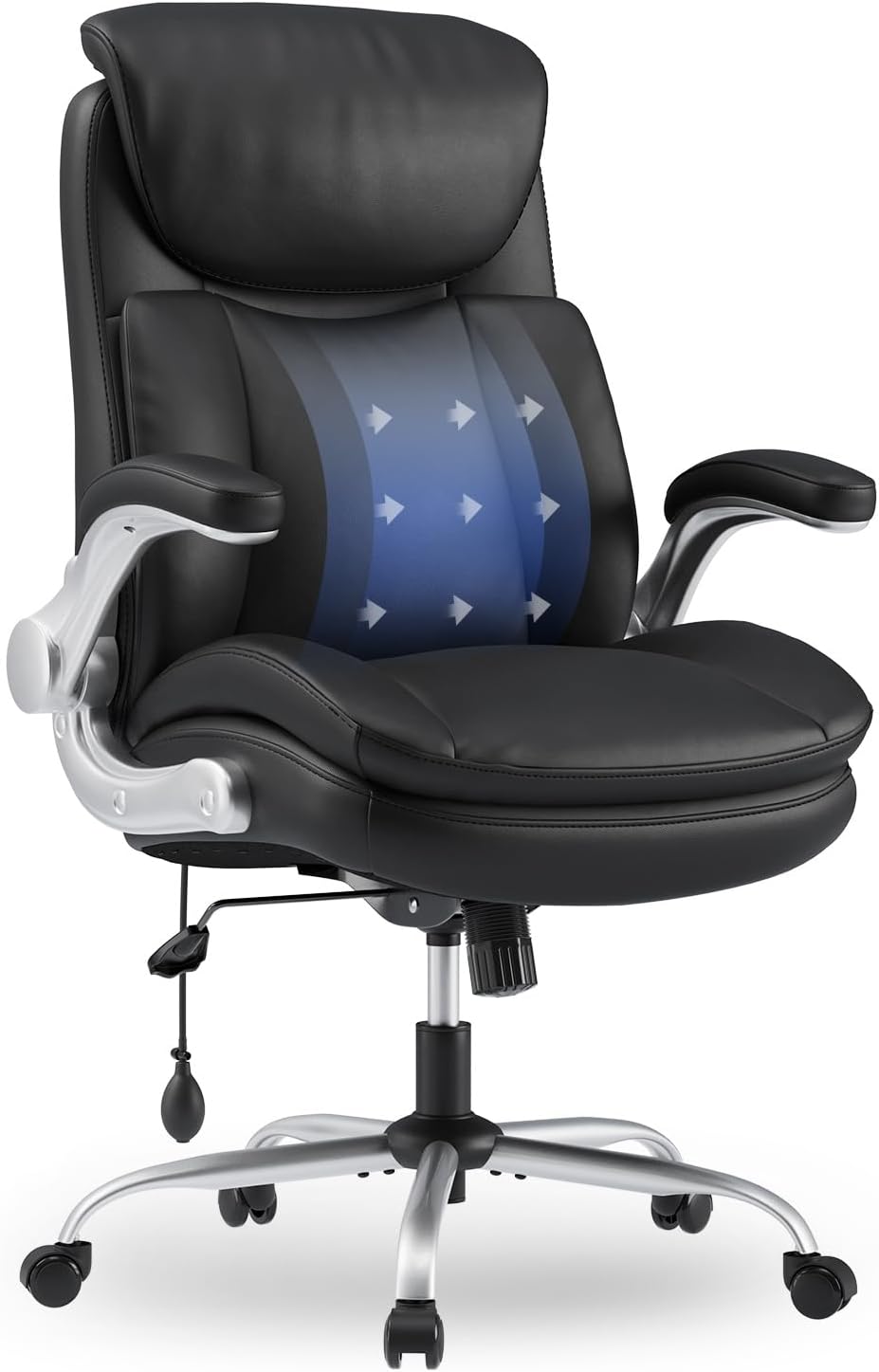 MALOL Office Chair Big and Tall- High Back Executive Office Chair- Ergonomic Home Computer Desk Chair with Padded Flip-up Arms, Adjustable Lumbar Support, Wide & Thick Seat for Adult-Black