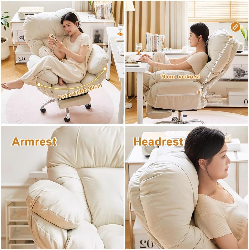 Lazy Sofa Gaming Chair Office Chairs Recliner Chair for Bedroom, Study, Office; Modern Style; Blue, Leather; Ergonomic, Adjustable Height