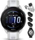 Garmin 010-02863-31 Forerunner 165 Music Smart Sport Watch Mist Gray + Whitestone Bundle with Deco Essentials Charging Dock, Silicone Dust Cover 3 Pack and Screen Protector for 1.2 inch 2 Pack