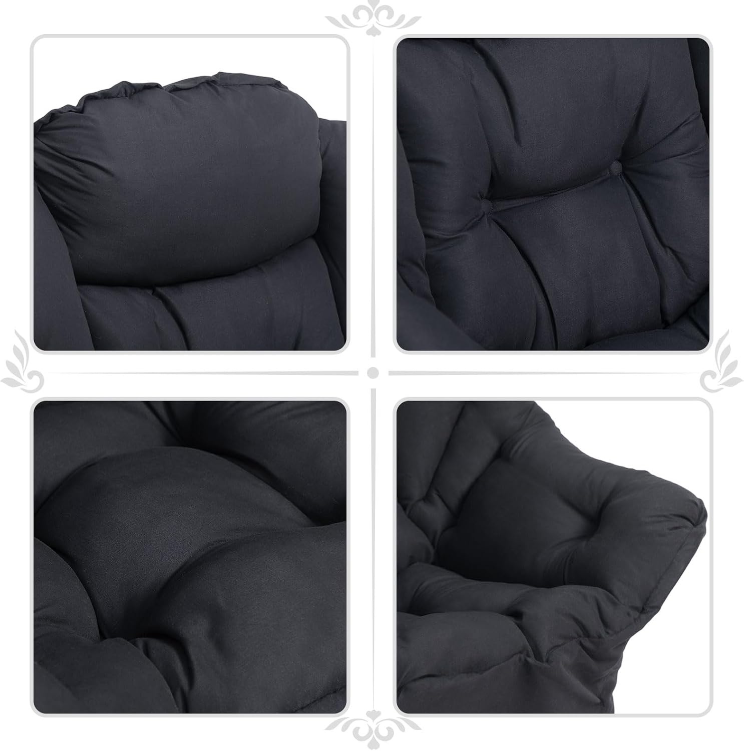 HollyHOME Lazy Chair with Foldable Ottoman, Accent Comfy Lounge Armchair and Folding Footrest Stool, Leisure Sofa Reading Chair and Footstool for Living Room, Bedroom, Dorm,Black