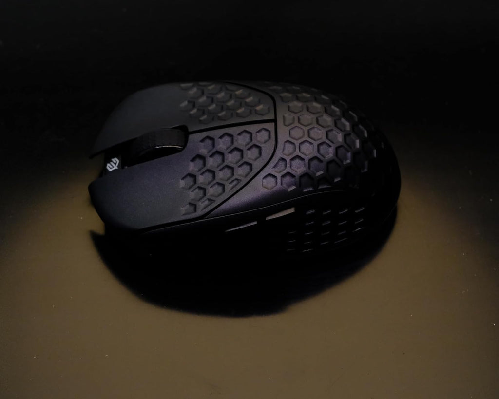 GWolves HTR Lightweight Wireless Fingertip Grip Gaming Mouse,~28Gram,8K-Report,Low Latency,PAW3395 26,000CPI,Nrf52840 CPU,6 Programmable Btns,On-Board Memory,PC/Mac and Laptop (Honeycomb, Black)