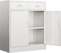 BESFUR Metal Garage Storage Cabinet with Two Lockable Drawers 2 Locking Doors and an Adjustable Shelf, 36' White Metal Short Storage Cabinet for Home Office, Garage,School,Utility Room