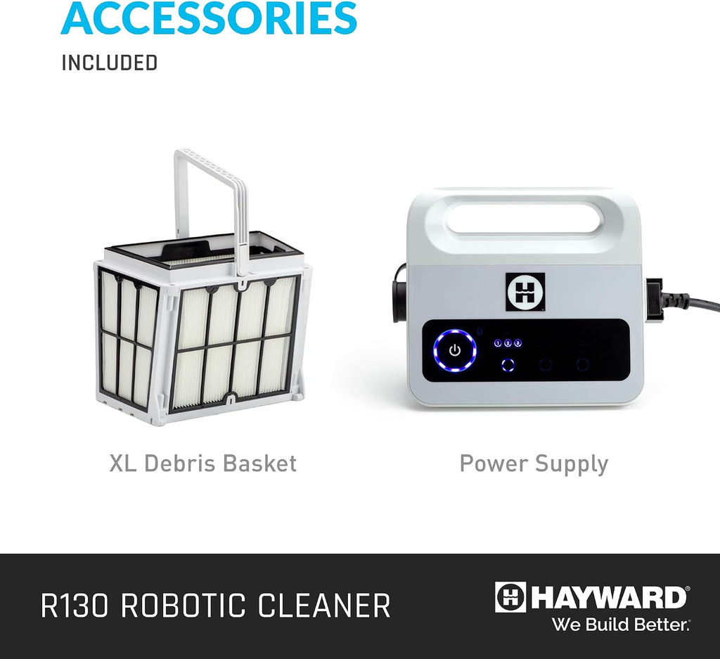 Hayward The Pool Cleaner R130 Robotic Cleaner (2024 New) Dual Scrubbing Brushes, Tangle-Free Cable, Top Load Easy Clean Basket, Smart Navigation, Fine/Ultra Fine Filters for In-Ground Pools up to 50ft