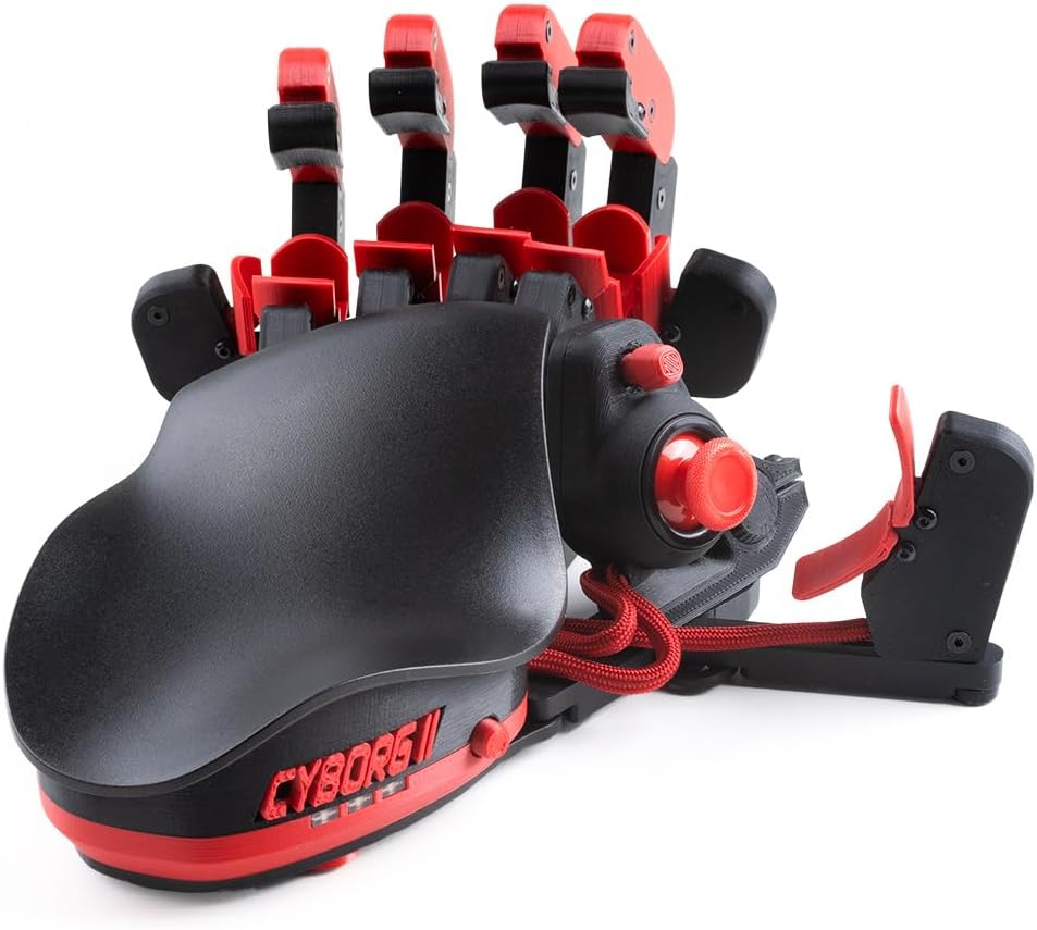 AZERON Gaming Keypad, Programmable One Handed Gaming Keyboard, with Hall Effect Analog Thumbstick and 30 Programmable Keys, 3D Printed Customized Keypad, for Righties (Red, Cyborg ll)