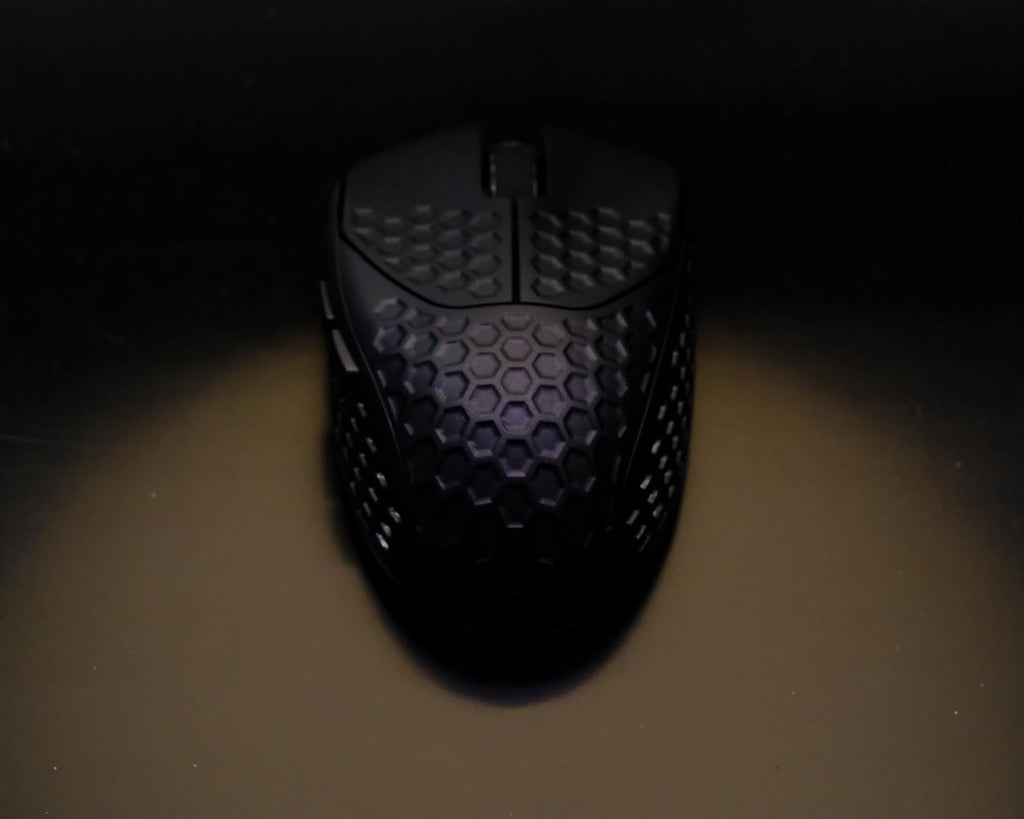 GWolves HTR Lightweight Wireless Fingertip Grip Gaming Mouse,~28Gram,8K-Report,Low Latency,PAW3395 26,000CPI,Nrf52840 CPU,6 Programmable Btns,On-Board Memory,PC/Mac and Laptop (Honeycomb, Black)