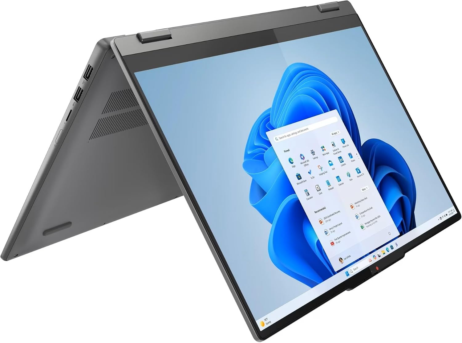 Lenovo IdeaPad 5 2-in-1 with AMD Ryzen 7 8845HS Processor, 16' WUXGA Touchscreen Display, 16GB LPDDR5X RAM, 2TB SSD, Backlit KB, Wi-Fi6, FP Reader, Windows 11, Luna Grey, w/2TB USB Drive, W/GaLiMu