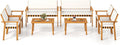 Tangkula 8 Pieces Wood Patio Furniture Set, Outdoor Acacia Wood Cuhioned Conversation Set with Coffee Table, for Backyard,Porch,Garden,Lawn
